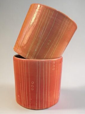 Ceramic Planter Set – Coral/Orange Modern Pot Duo